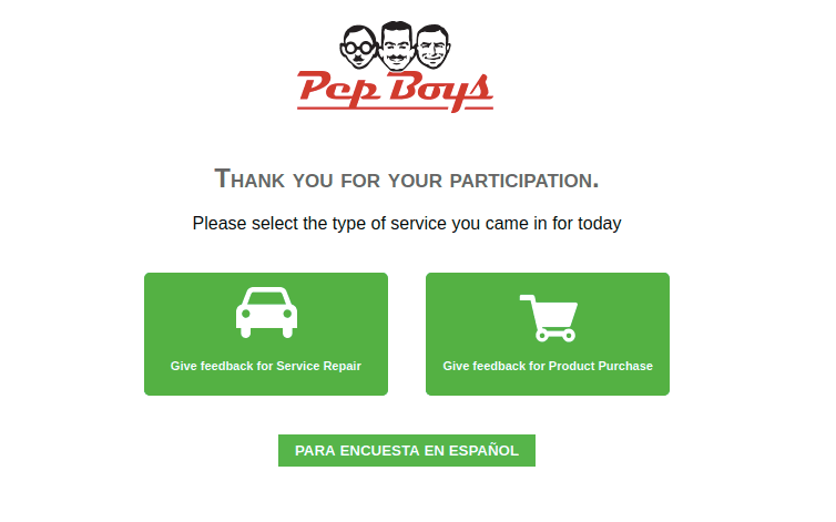 pep boys survey