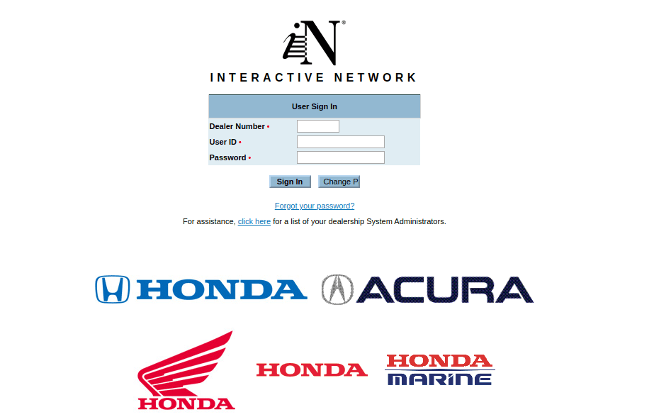 Honda Interactive Network Login