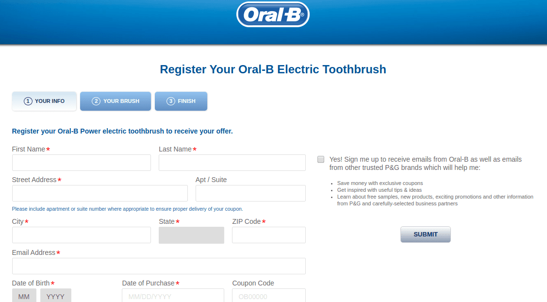 Oral B Electric Register