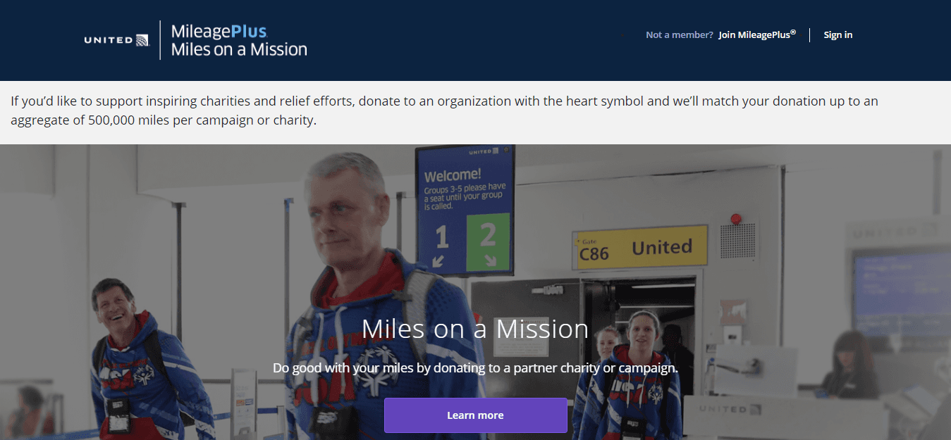 donate miles to charity logo
