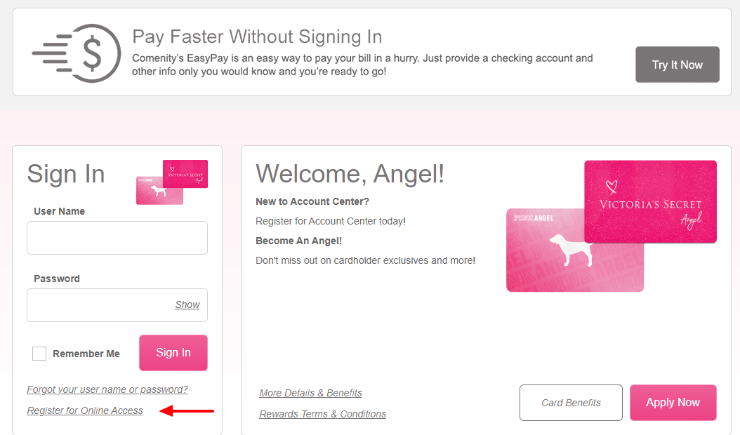 Victoria s Secret Angel Credit Card Register