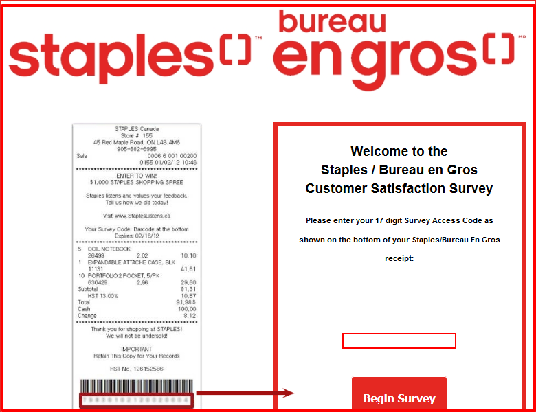 Staples Bureau en gros Survey
