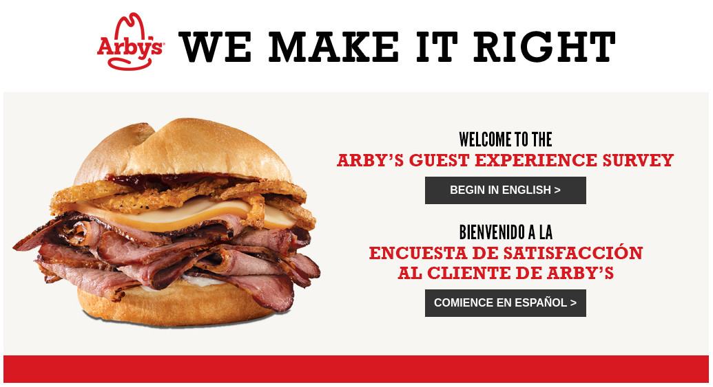 Arby's customer Survey
