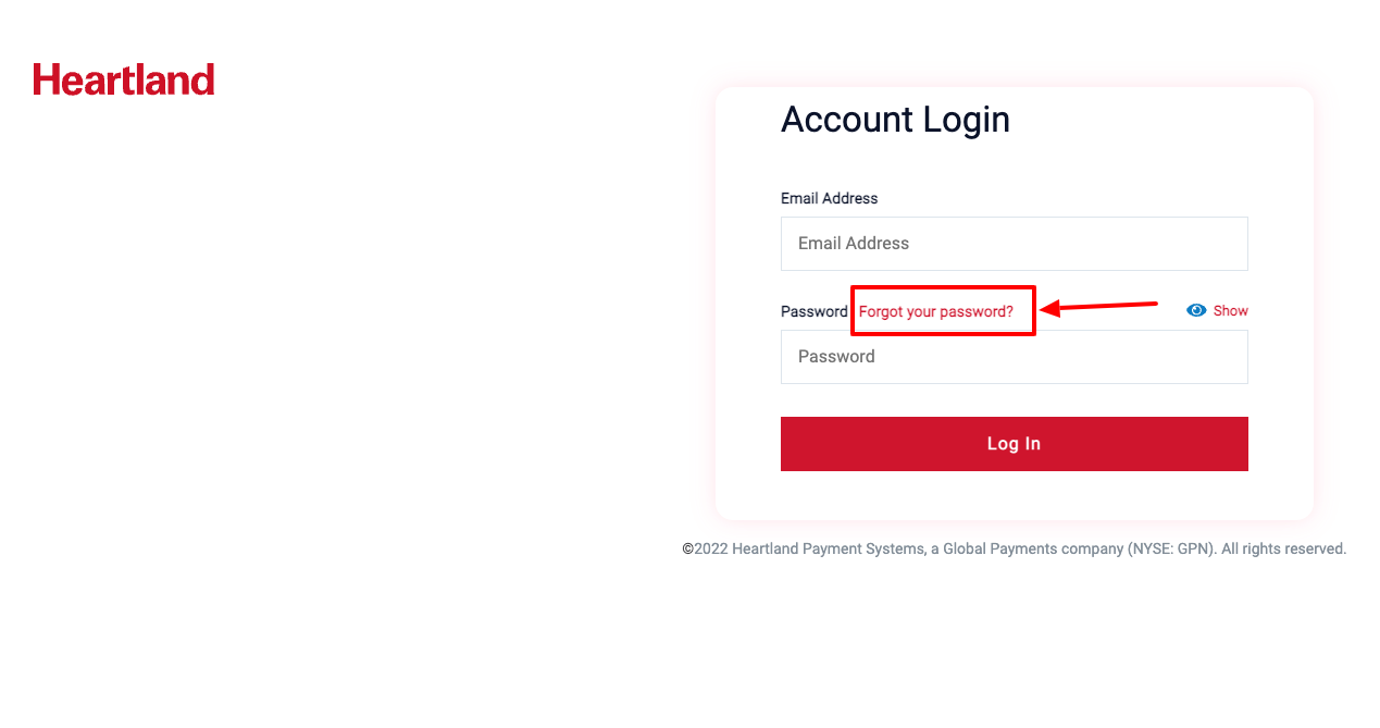 Heartland Payroll forgot password page