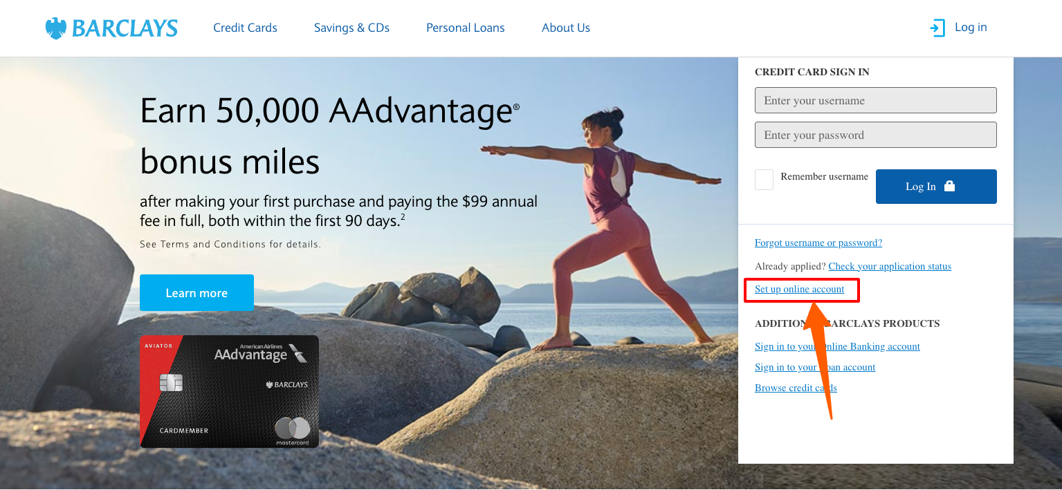 Barclays Card Create Account