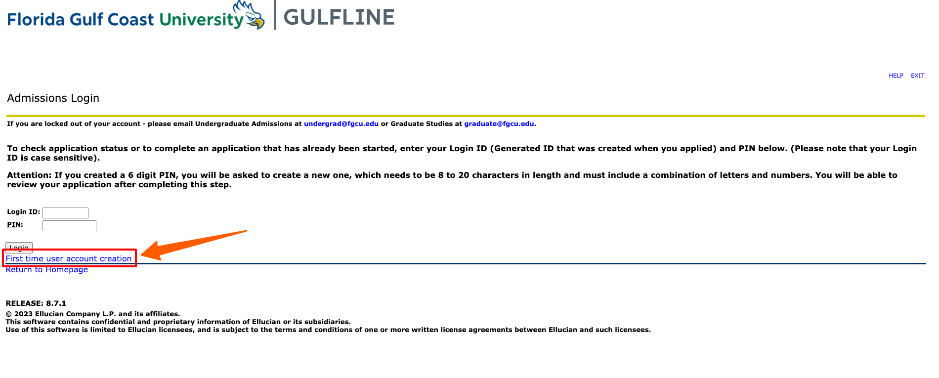 Create FGCU Login Account