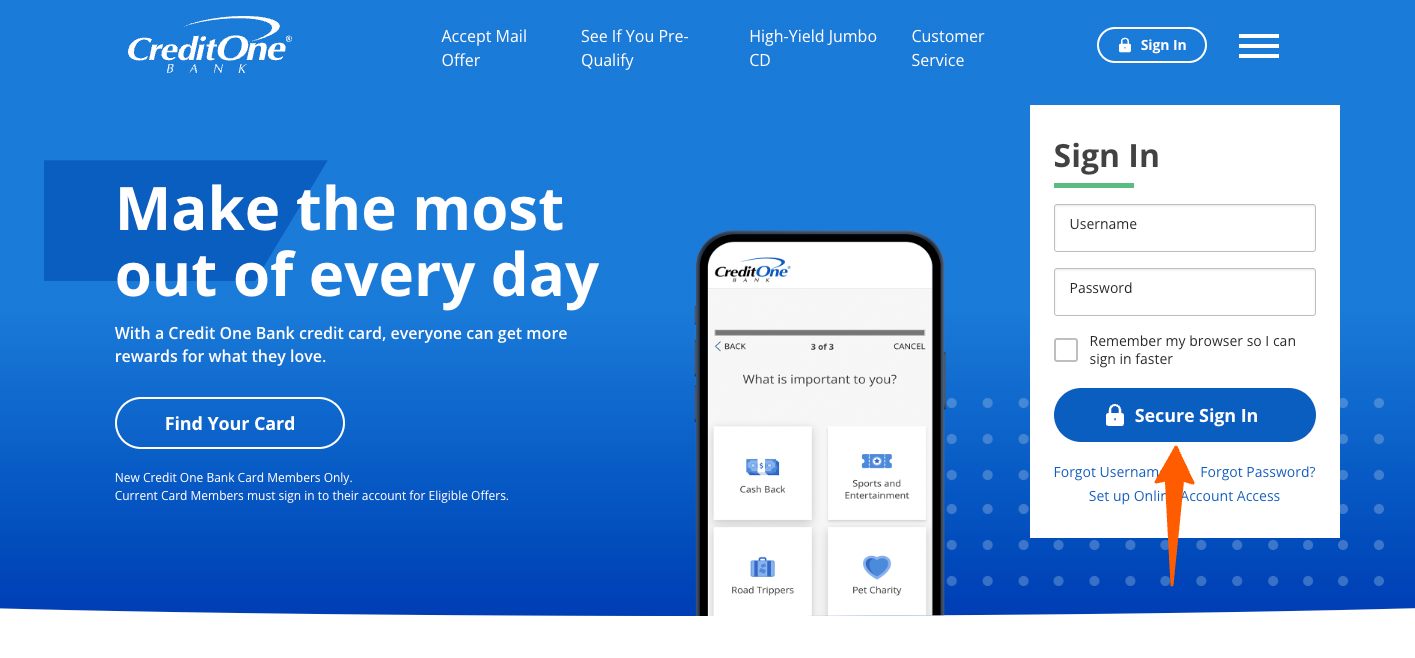 Credit One Bank Login