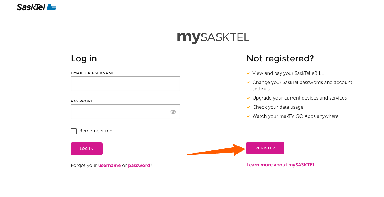 Register for SaskTel Login Account