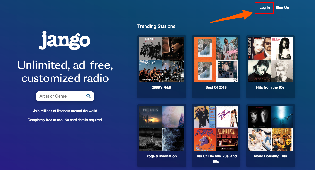 jango radio login